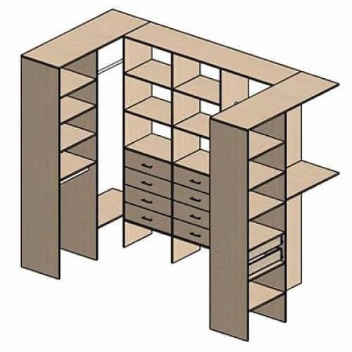 П-образная гардеробная комната д/ш 3000/1500 мм