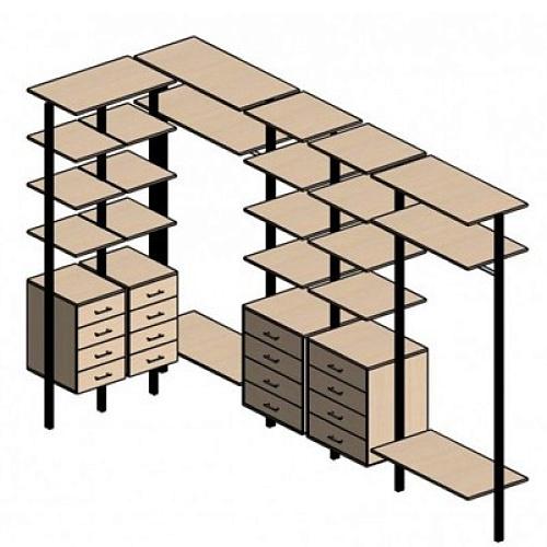 П-образная гардеробная комната Vitra д/ш 3500/1900 мм