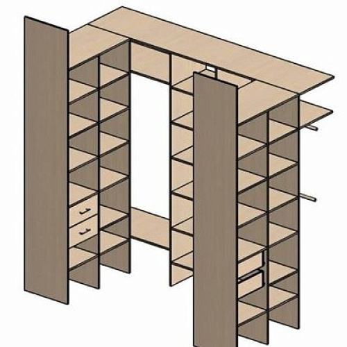 П-образная гардеробная комната д/ш 2460/1400 мм