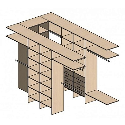 П-образная гардеробная комната д/ш 3500/1900 мм