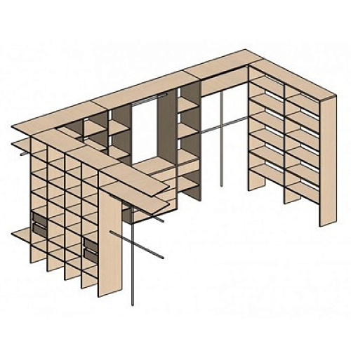 П-образная гардеробная комната д/ш 5000/3700 мм