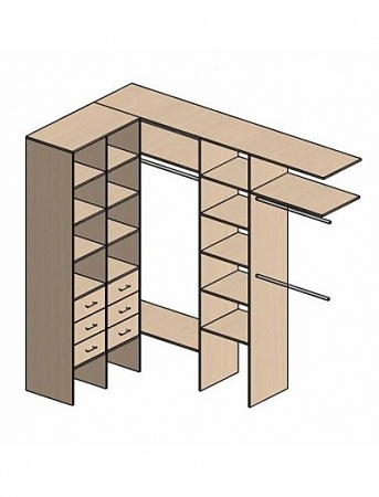 Г-образная гардеробная комната д/ш 2460/1400 мм