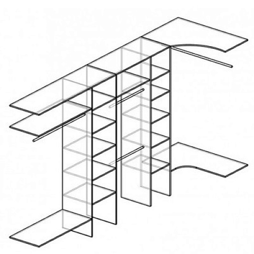 Г-образная гардеробная комната д/ш 3700/1200 мм