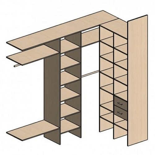 П-образная гардеробная комната д/ш 2460/1400 мм