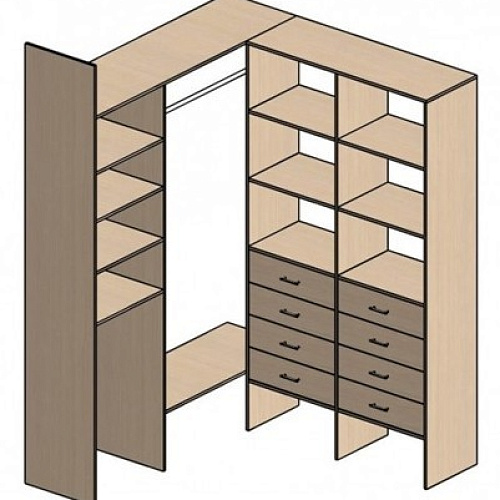 П-образная гардеробная комната д/ш 2800/2300 мм