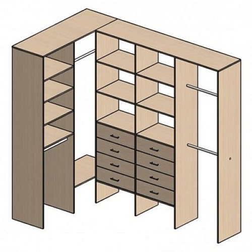 П-образная гардеробная комната д/ш 3000/1500 мм