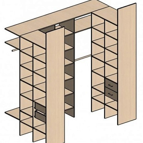 П-образная гардеробная комната д/ш 2460/1400 мм