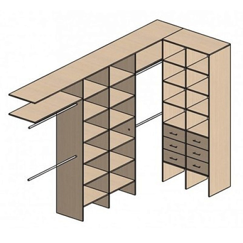 П-образная гардеробная комната д/ш 3500/1900 мм