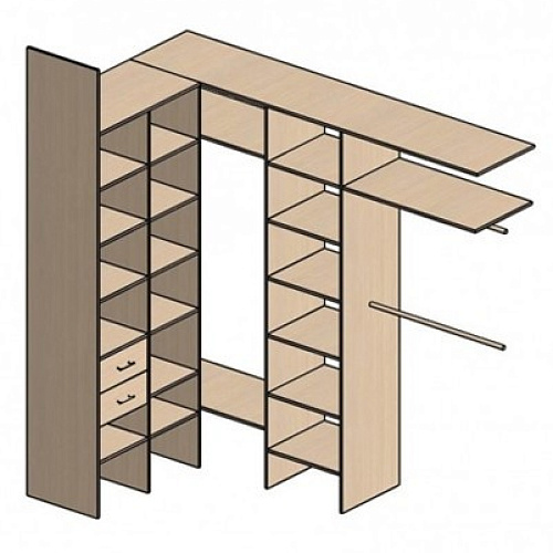 П-образная гардеробная комната д/ш 2460/1400 мм