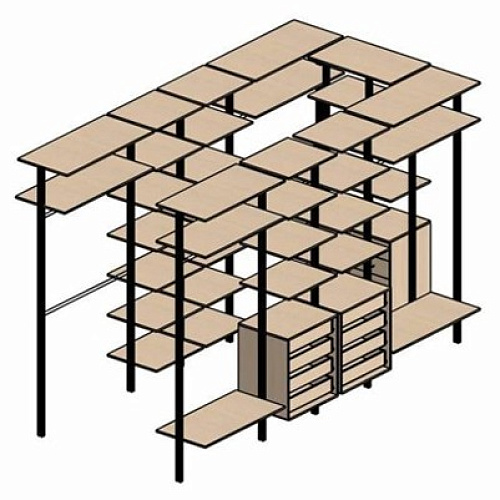 П-образная гардеробная комната Vitra д/ш 3500/1900 мм