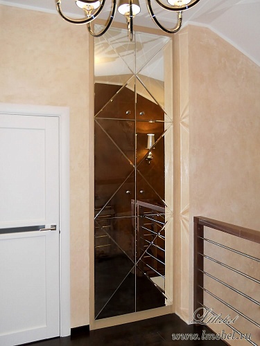 Встроенный шкаф с зеркальным распашными дверями