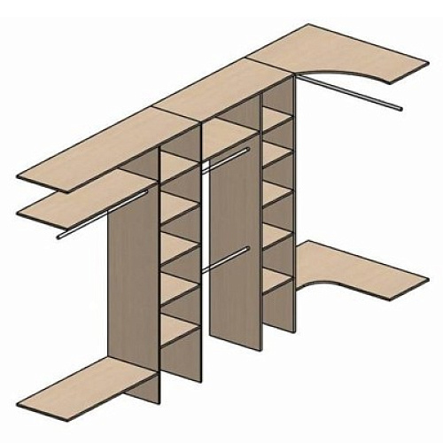 Г-образная гардеробная комната д/ш 3700/1200 мм