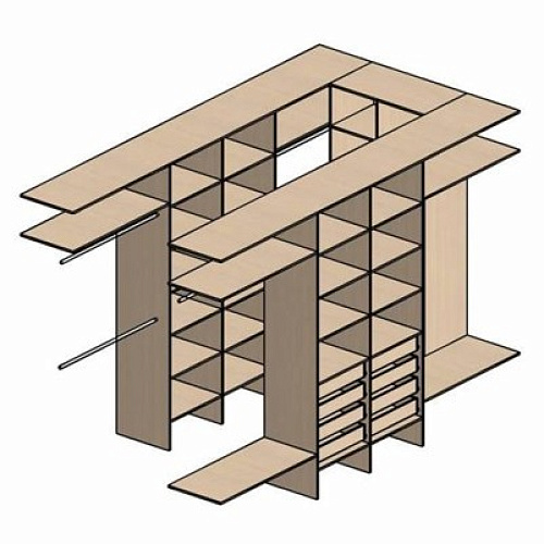 П-образная гардеробная комната д/ш 3500/1900 мм