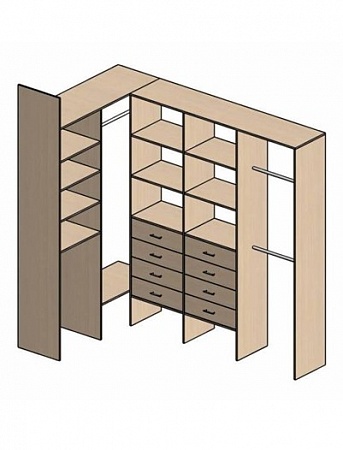 Г-образная гардеробная комната д/ш 2500/1500 мм