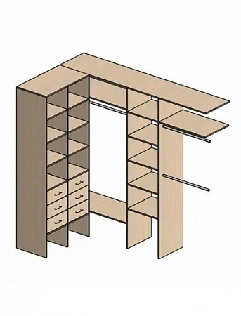 Г-образная гардеробная комната д/ш 2460/1400 мм