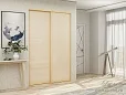 Стеклянные двери-купе с профилем цвета матовое золото