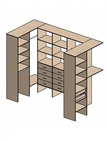 П-образная гардеробная комната д/ш 3000/1500 мм