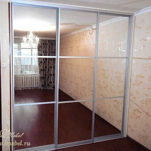 Зеркальные двери-купе с разделителями