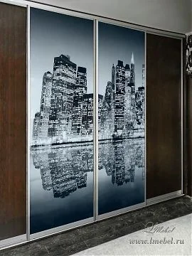 Раздвижные двери для гардеробной «Сити» с фотопечатью