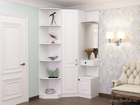 Угловой шкаф в прихожую «Нормандия» в белом цвете Угловой шкаф в прихожую «Нормандия» в белом цвете