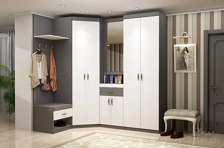 Угловой шкаф с открытой прихожей Угловой шкаф с открытой прихожей
