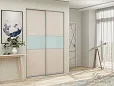 Комбинированные двери-купе из ЛДСП и стекла с профилем цвета матовое серебро Комбинированные двери-купе из ЛДСП и стекла с профилем цвета матовое серебро